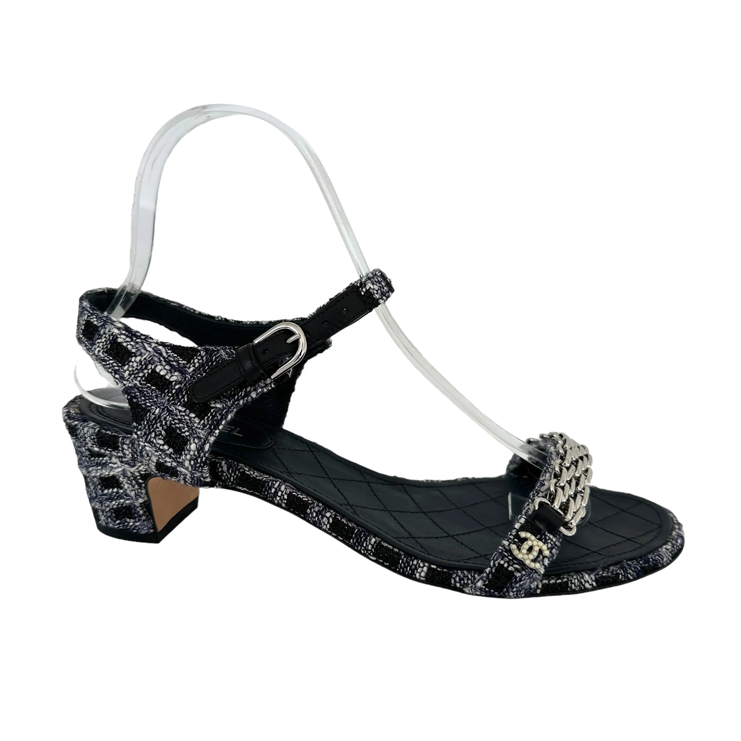 Tweed Logo Sandals - 7.5