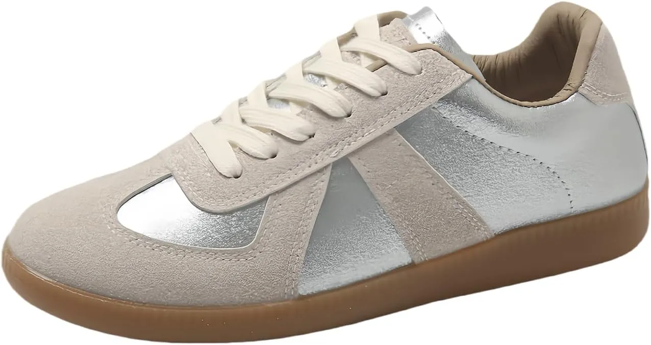 White Shoes Couple 2024 Spring/Summer Breathable Trendy Running Casual Board Shoes,Women's Silvery,6