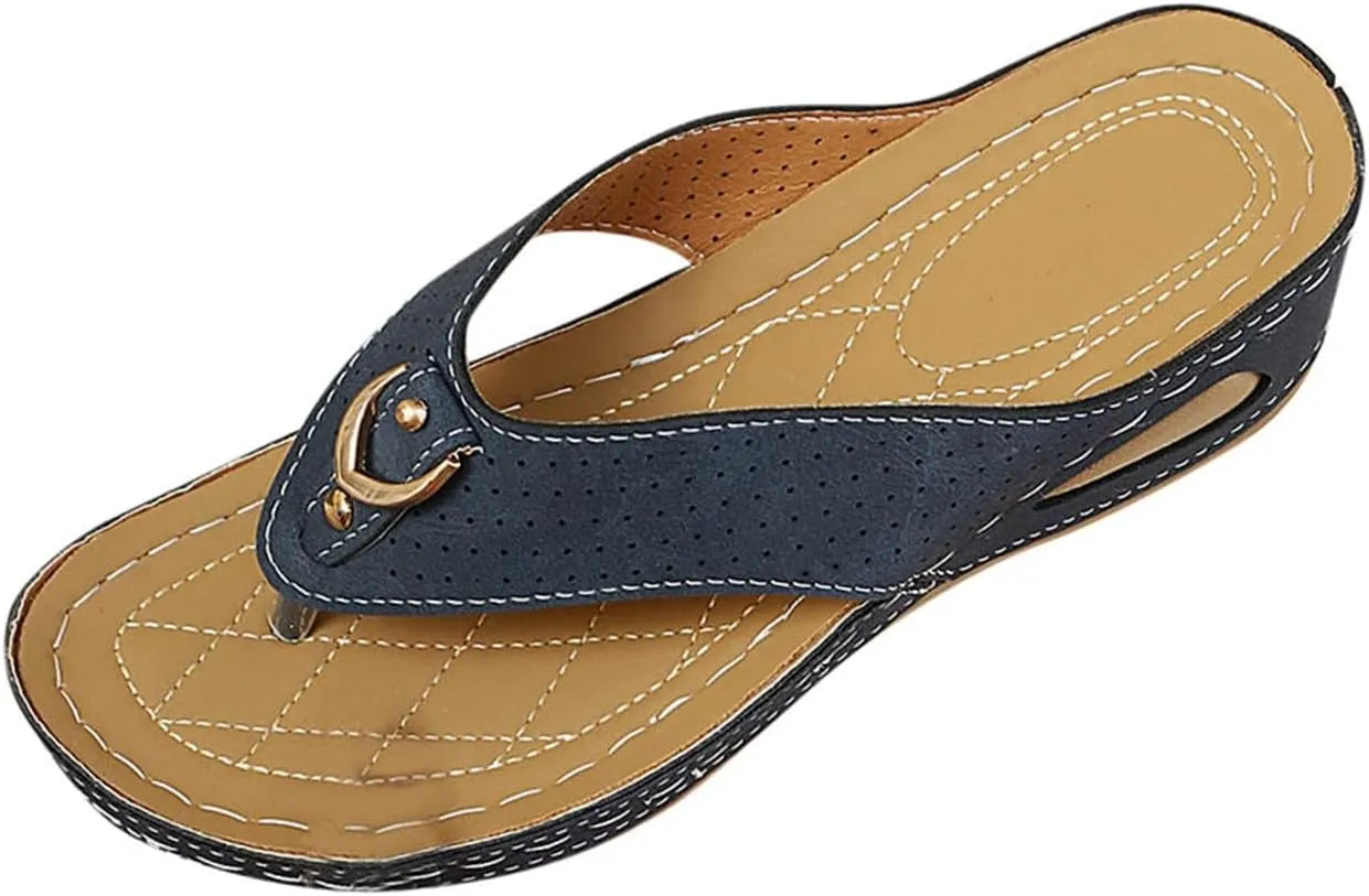 Women Summer Casual Thick Sole Wedge Roman Flip Flop Sandals Stylish Beach Footwear For Women's Heeled Sandals Size 12