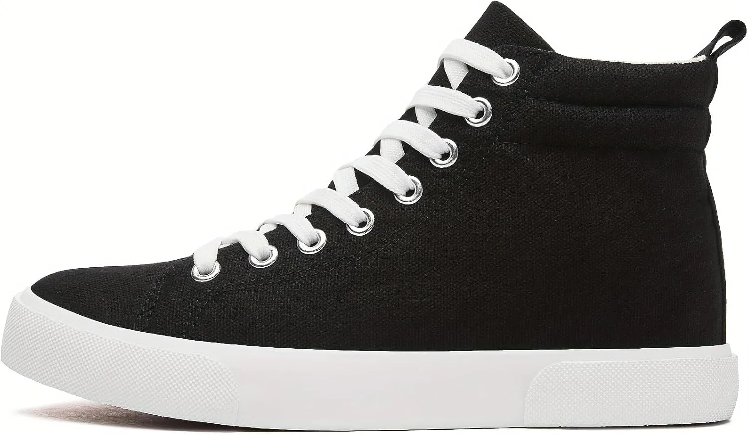 Women's Flat Sneakers,White High Top Canvas Shoes,Outdoor Women's Lace Up Casual Sneakers,Camping Fashion Walking Shoes