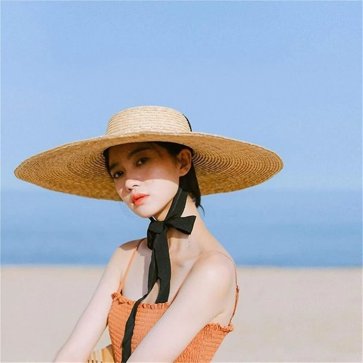 Womens Mens Wide Brim Straw Summer Hat - UPF 50 , Premium Paper Straw, Adjustable Chin Strap for Beach & Outdoor