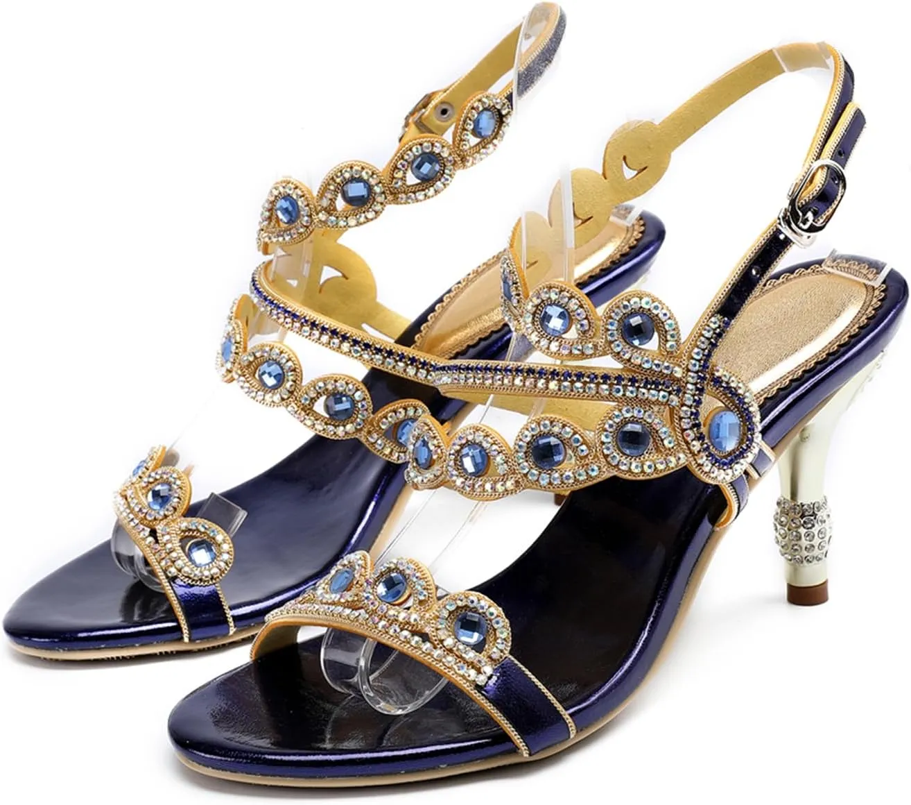 Women's Stylish Glitter Rhinestone Open Toe Party Office Dress Dating Wedding Shopping Stiletto Sandals