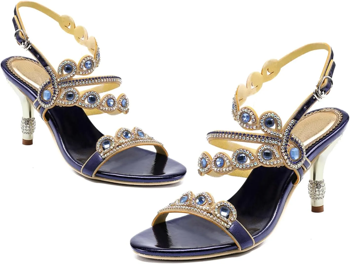 Women's Stylish Glitter Rhinestone Open Toe Party Office Dress Dating Wedding Shopping Stiletto Sandals