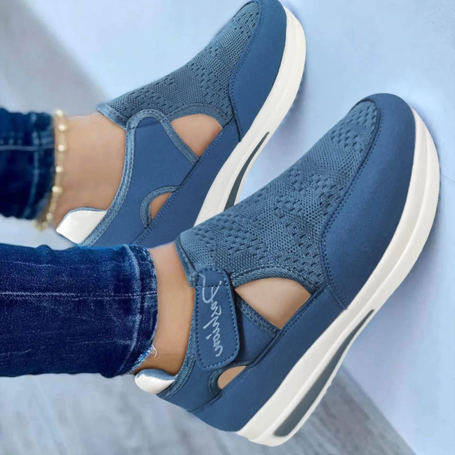 ZBYY Womens Summer Casual Sneakers Closed Toe Walking Breathable Outdoor Sandals Comfort Wedge Platform Loafers